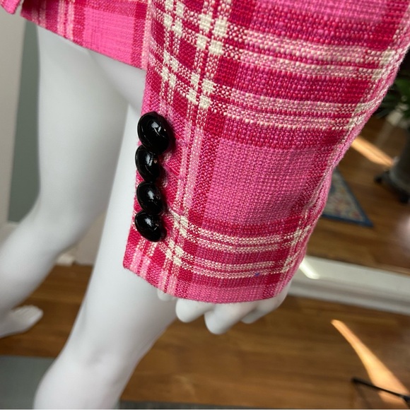 Smythe Duchess Tonal Pink Plaid Blazer Jacket XSmall XS 0 Suit - Picture 10 of 12
